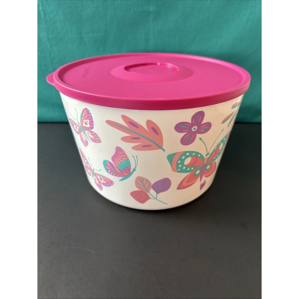 Tupperware Ilumina Butterfly Bowl 28 Cup /6.6L Butterflies Flowers click